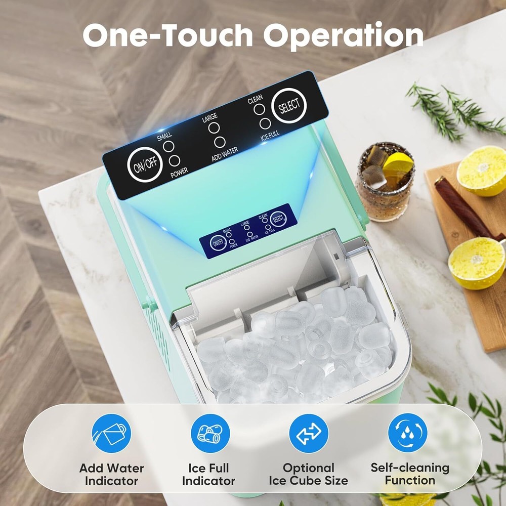 Portable Ice Makers Countertop w/ Self-cleaning Function Ready 9 Cubes in 6 Mins