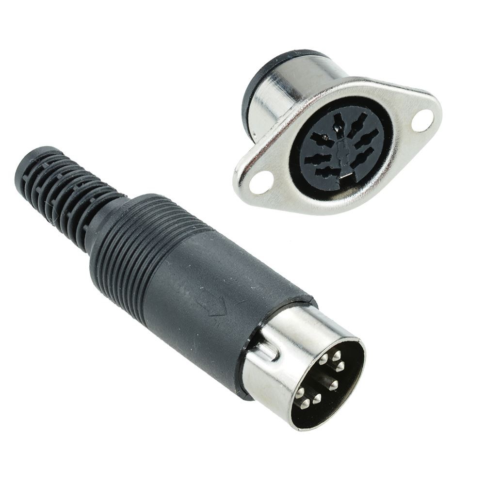 Pair 7-Pin DIN Panel Mount Socket + Plug Connector