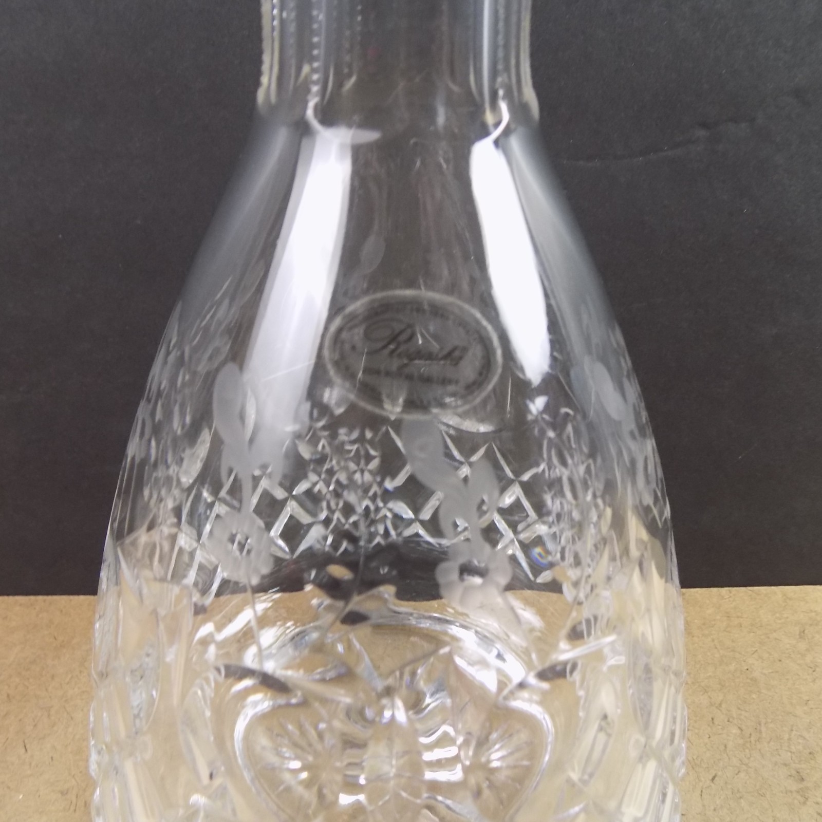 Rogaska Crystal Gallia Decanter 13.5" Tall VGC Gray Cut Flowers