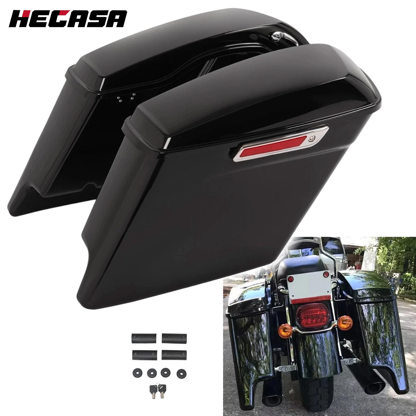 5" Stretched Extended Saddle Bags For Harley Davidson Touring Road Glide 93-13