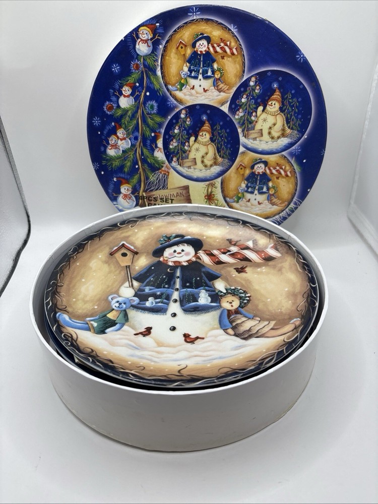 Snowman 4 pcs Set Cake Plates 8"