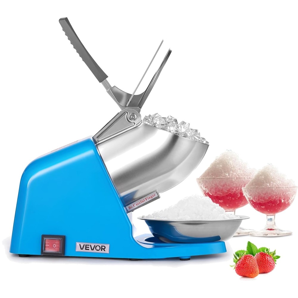 Ice Crusher Machine - 286lbs/hr Electric Snow Cone Maker, Compact Design