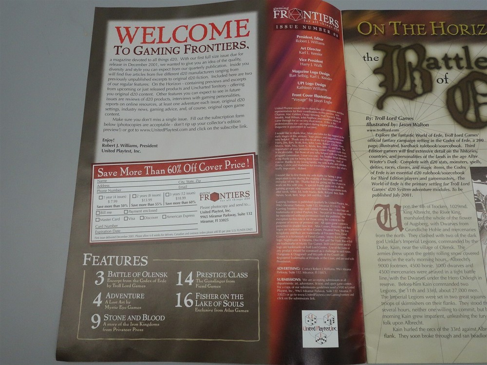 Gaming Frontiers (United Playtest): Issue # 0