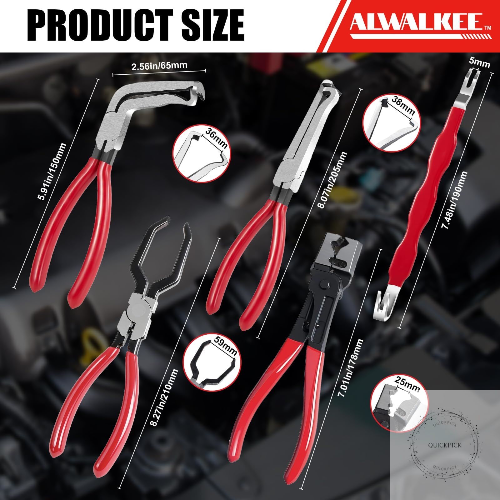 Electrical Disconnect Pliers Set, 5-Piece Professional #45 Steel Kit for Sensor