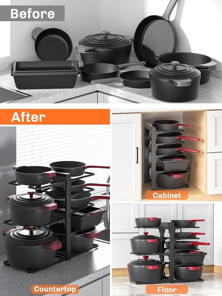 Heavy Duty Adjustable Pot Rack - Effortless Kitchen Organization Made Simple