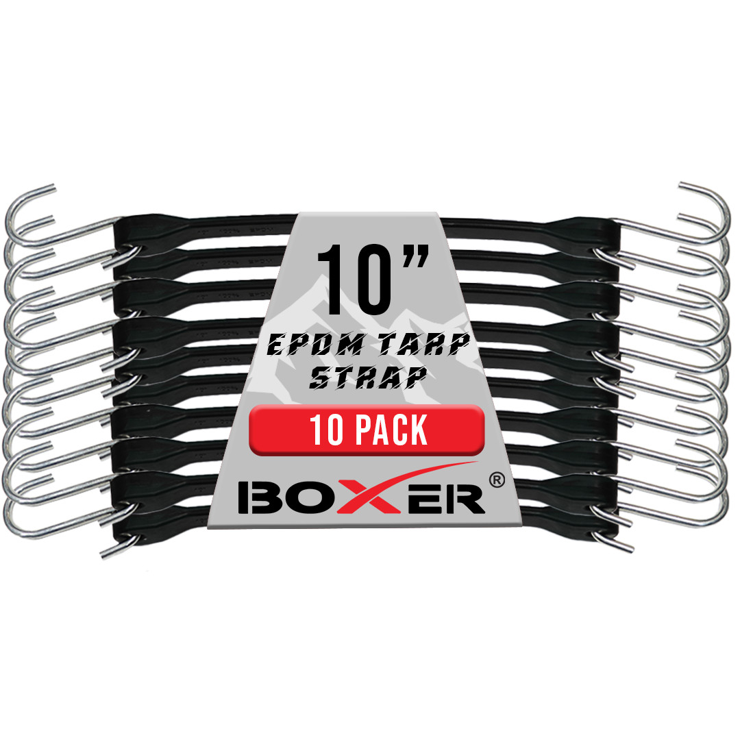 Boxer EPDM Tarp Strap 10" - 10 Pack - Bungee Cords Heavy Duty