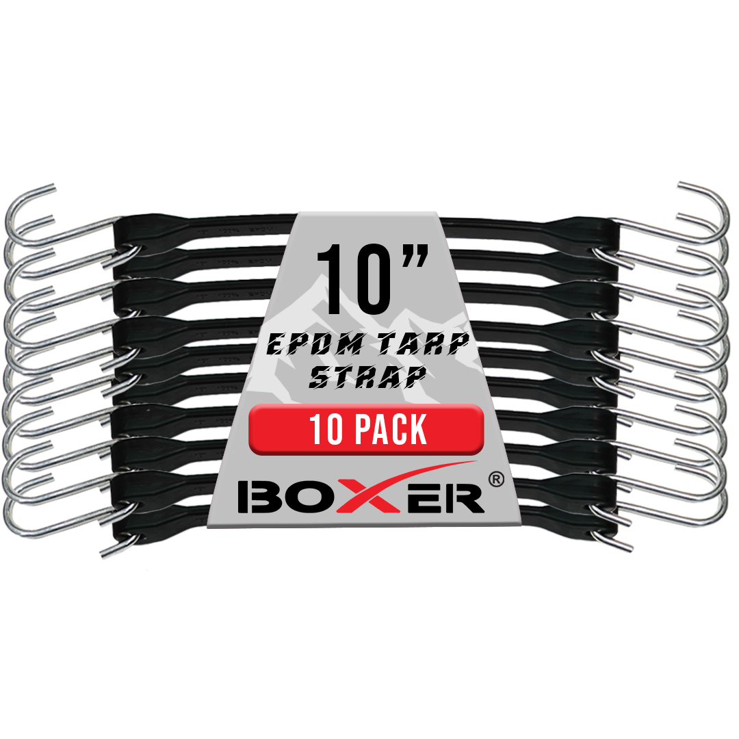 Boxer EPDM Tarp Strap 10" - 10 Pack - Bungee Cords Heavy Duty