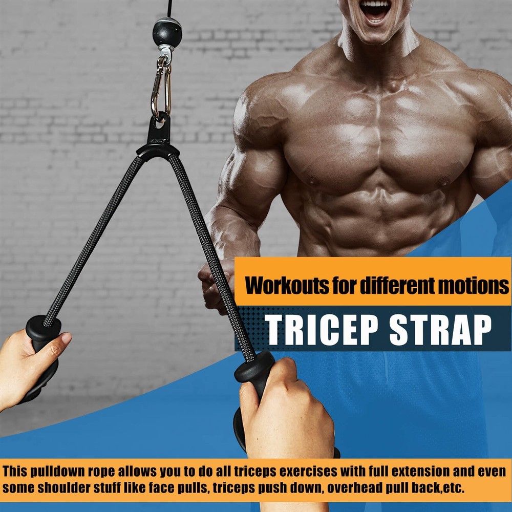 Upgraded 70cm/27" Extra Long Triceps Rope Pulldown Cable Attachments for Gym Bar