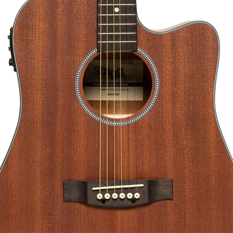 Electro-acoustic dreadnought guitar with cutaway