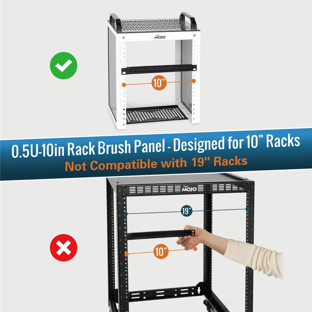 Tecmojo 2 Pack 0.5U Cable Management Brush Panel for 10" Server Rack, Rack Mo...