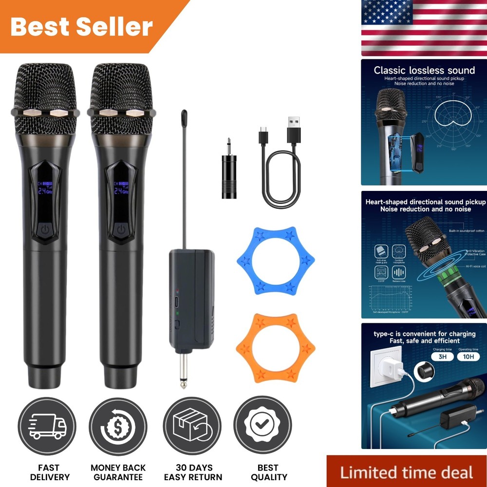 Dynamic Handheld Karaoke Microphone - 160ft Wireless Range, DSP Noise Reduction