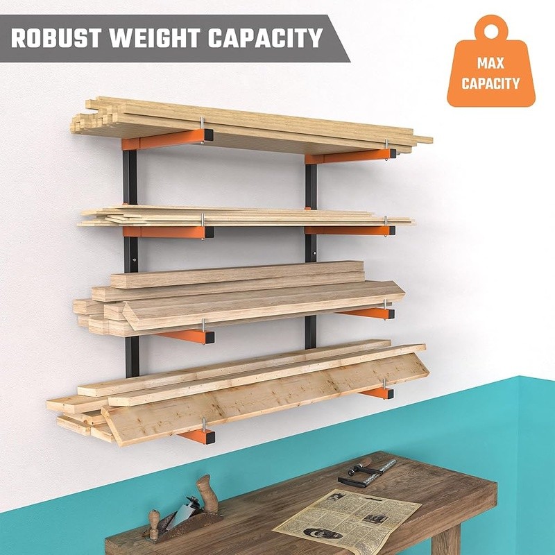 Heavy Duty Wall Mounted Lumber Rack Storage Solution Durable Garage Organizers