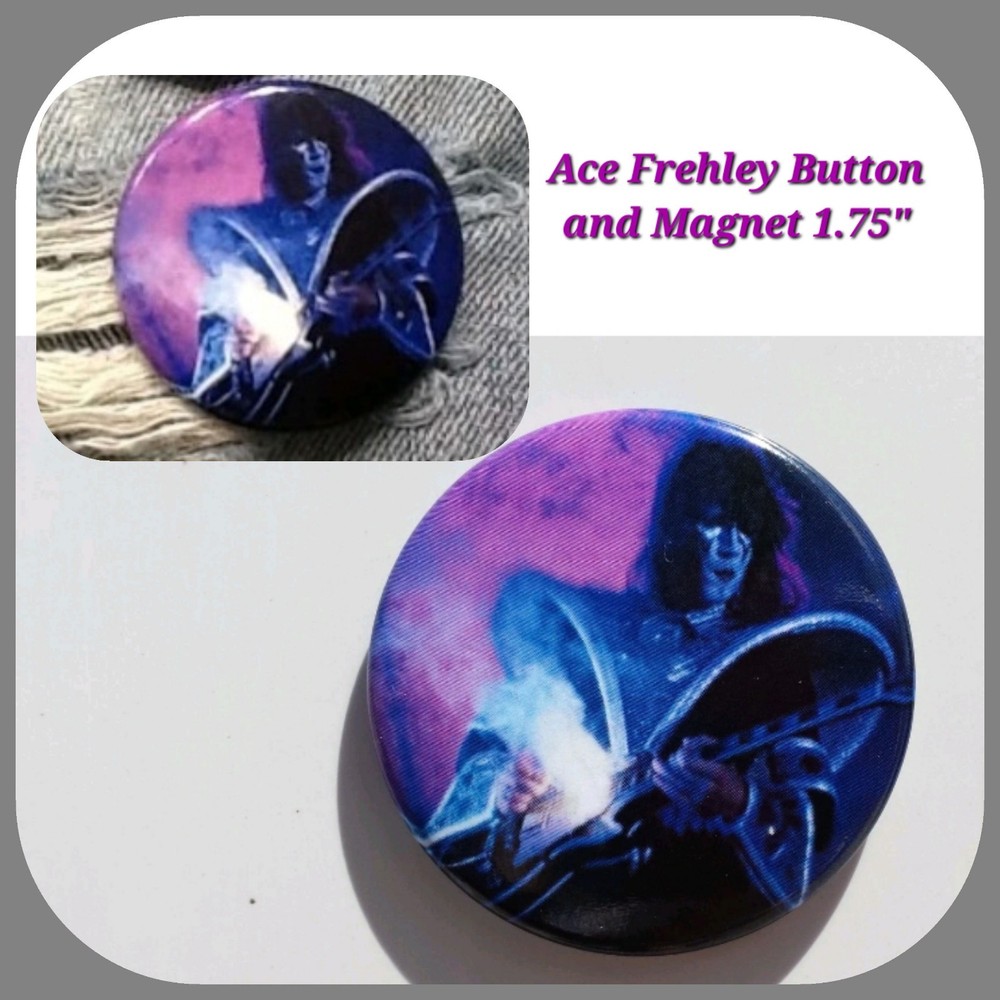 Ace Frehley Kiss Magnet and Button Pin 1.75"