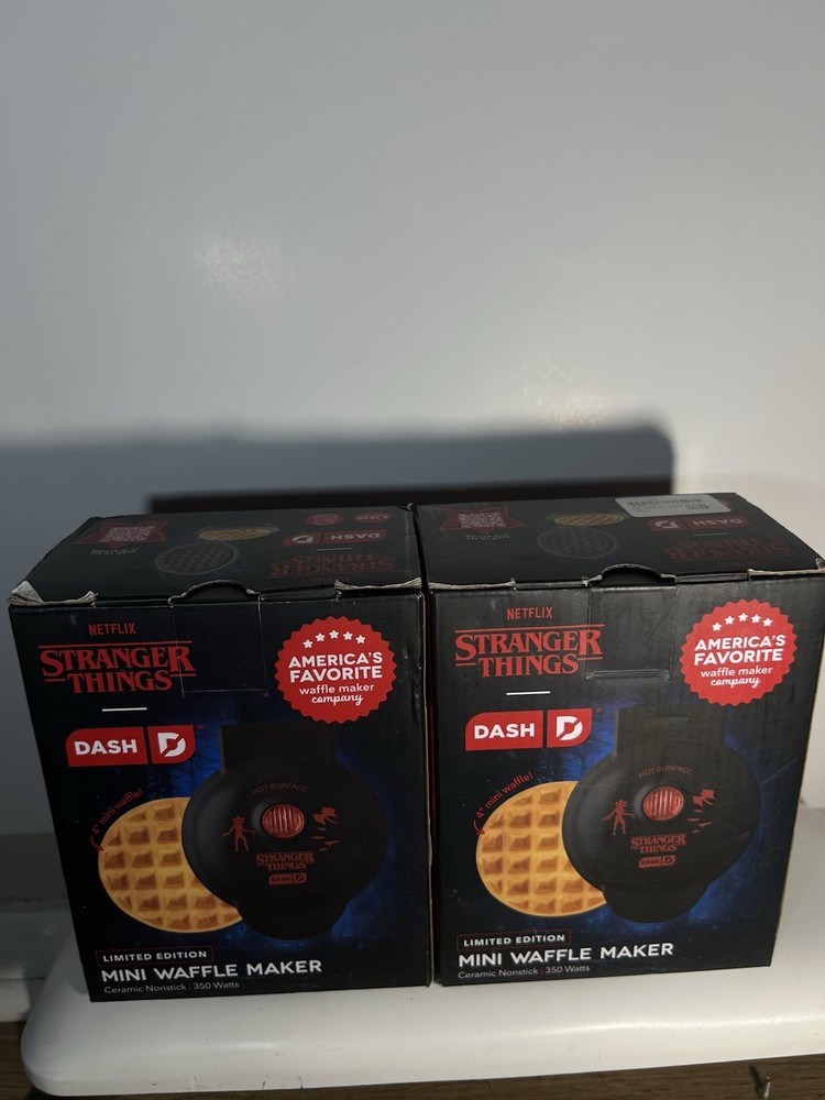 2 Pack Dash Stranger Things Mini Waffle Maker Limited Edition 4” Nonstick New