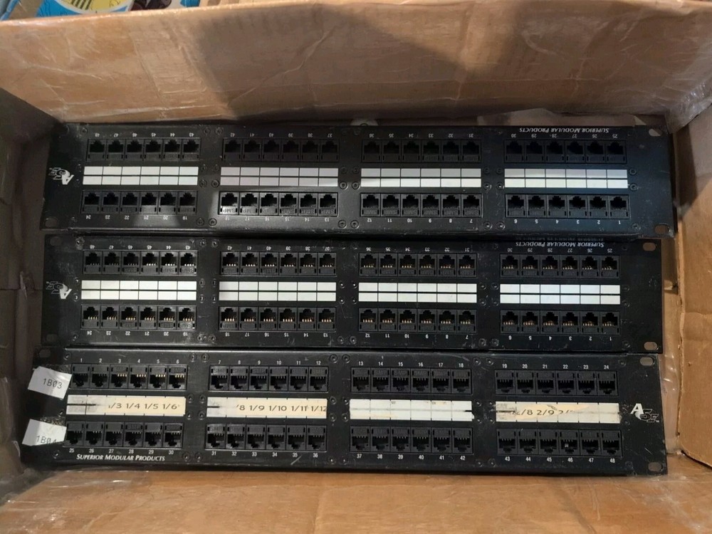 (3) pack lot Superior Modular Products 48-Port A5E Patch Panel E137579 LR90322