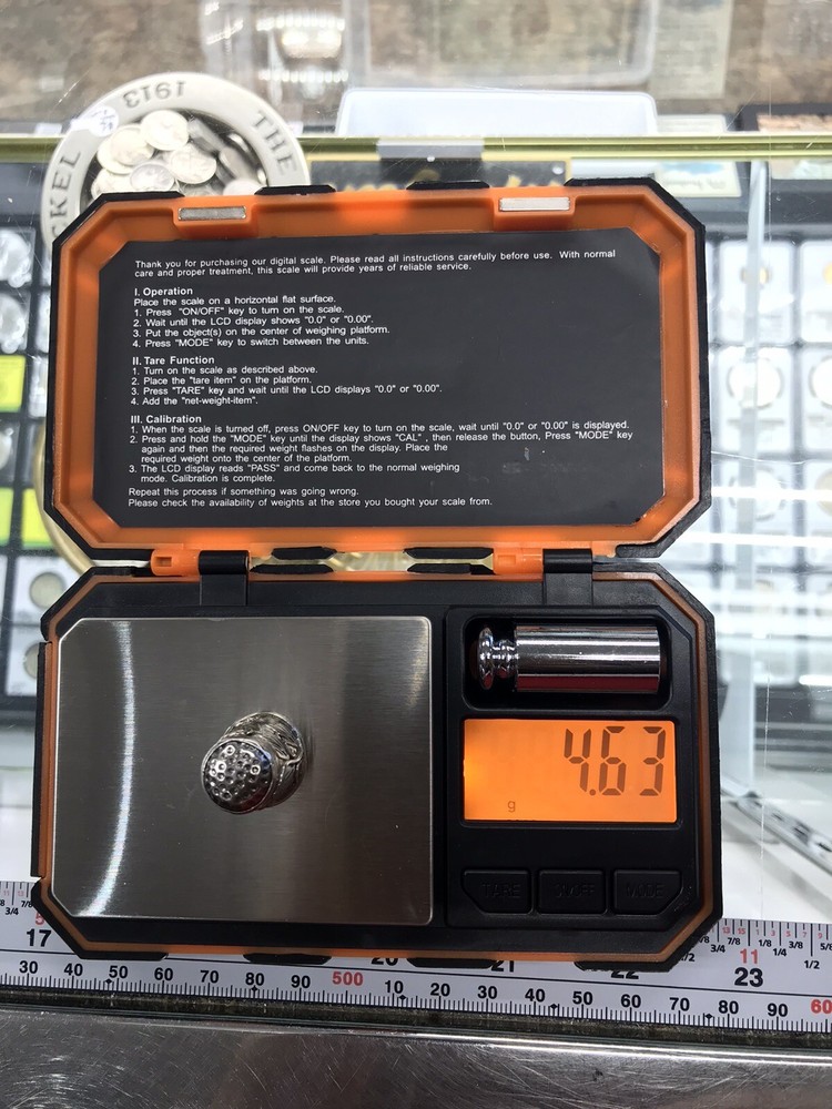 Sterling Silver Thimble Botanical Pattern