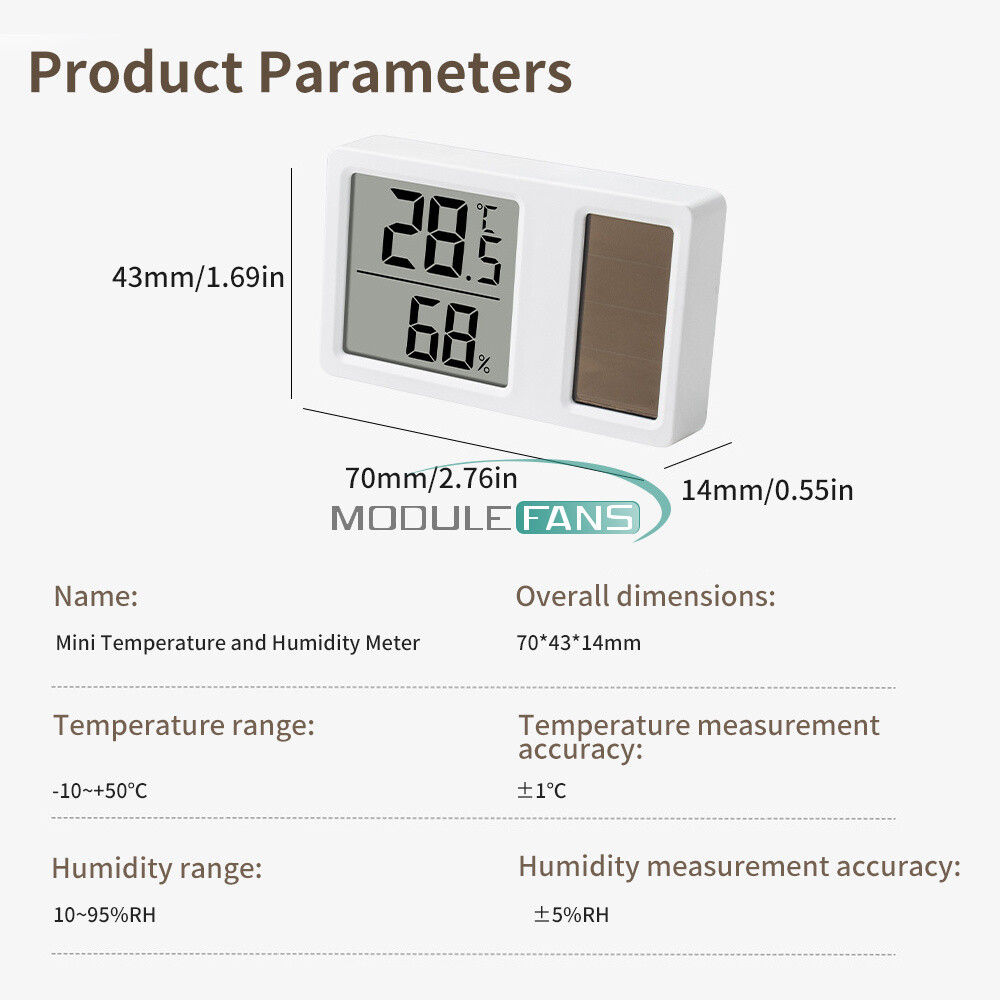 Solar power Temperature and Humidity Meter Mini Digital Thermometer Meter