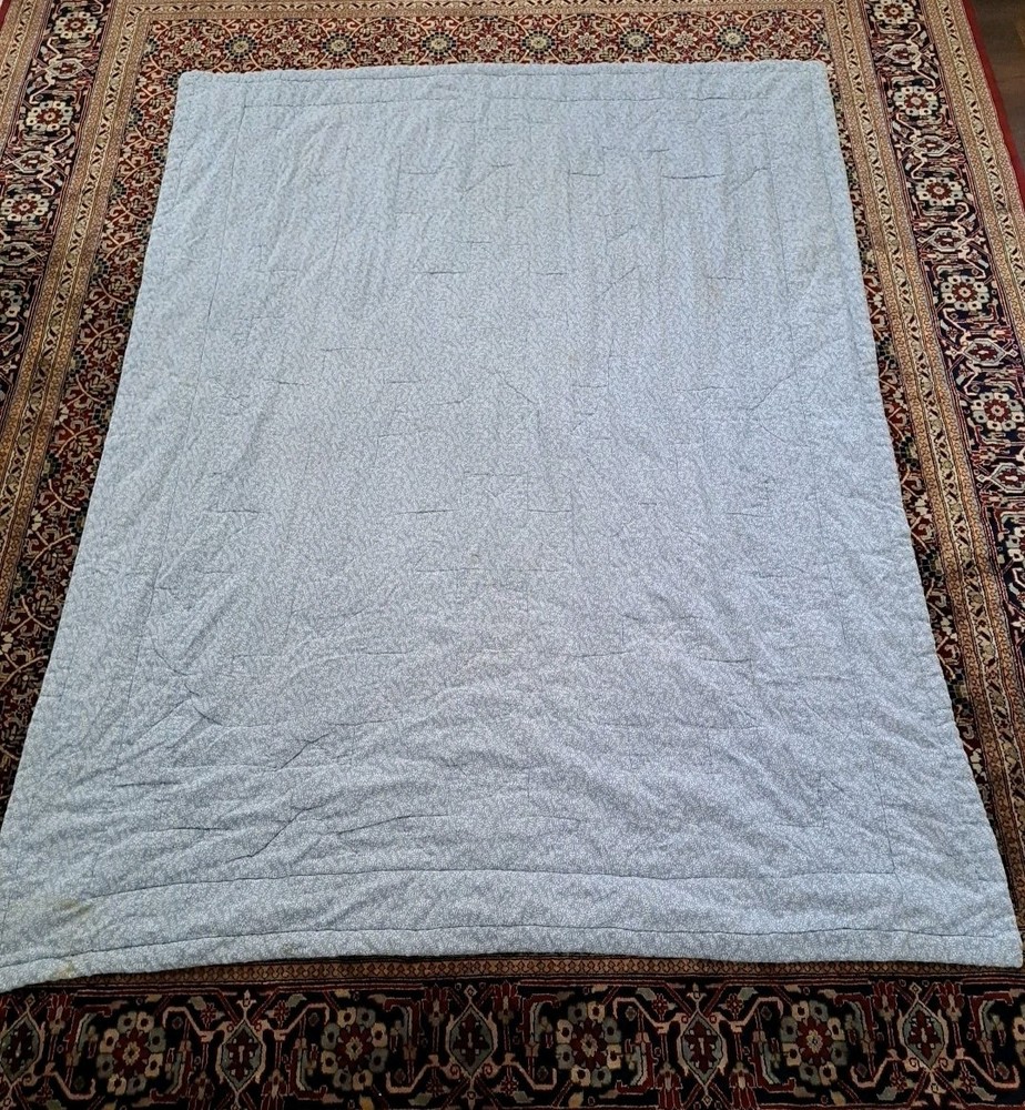 Handmade Star & Floral Pattern Blue Patchwork Quilt