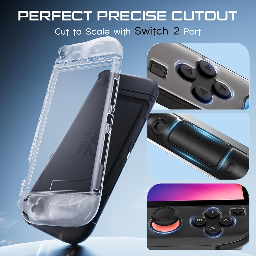 6 Silicone Thumb Caps + Dockable Cover TPU Case + Screen Protector for Switch 2