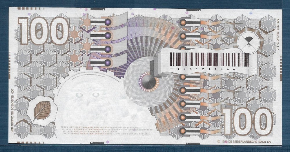 Netherlands 100 Gulden, 1992, P 101, UNC