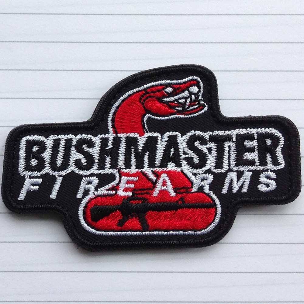 BUSHMASTER FIREARMS MILITARY TACTICAL HOOK PATCH SNAKE EMBROIDERED RED