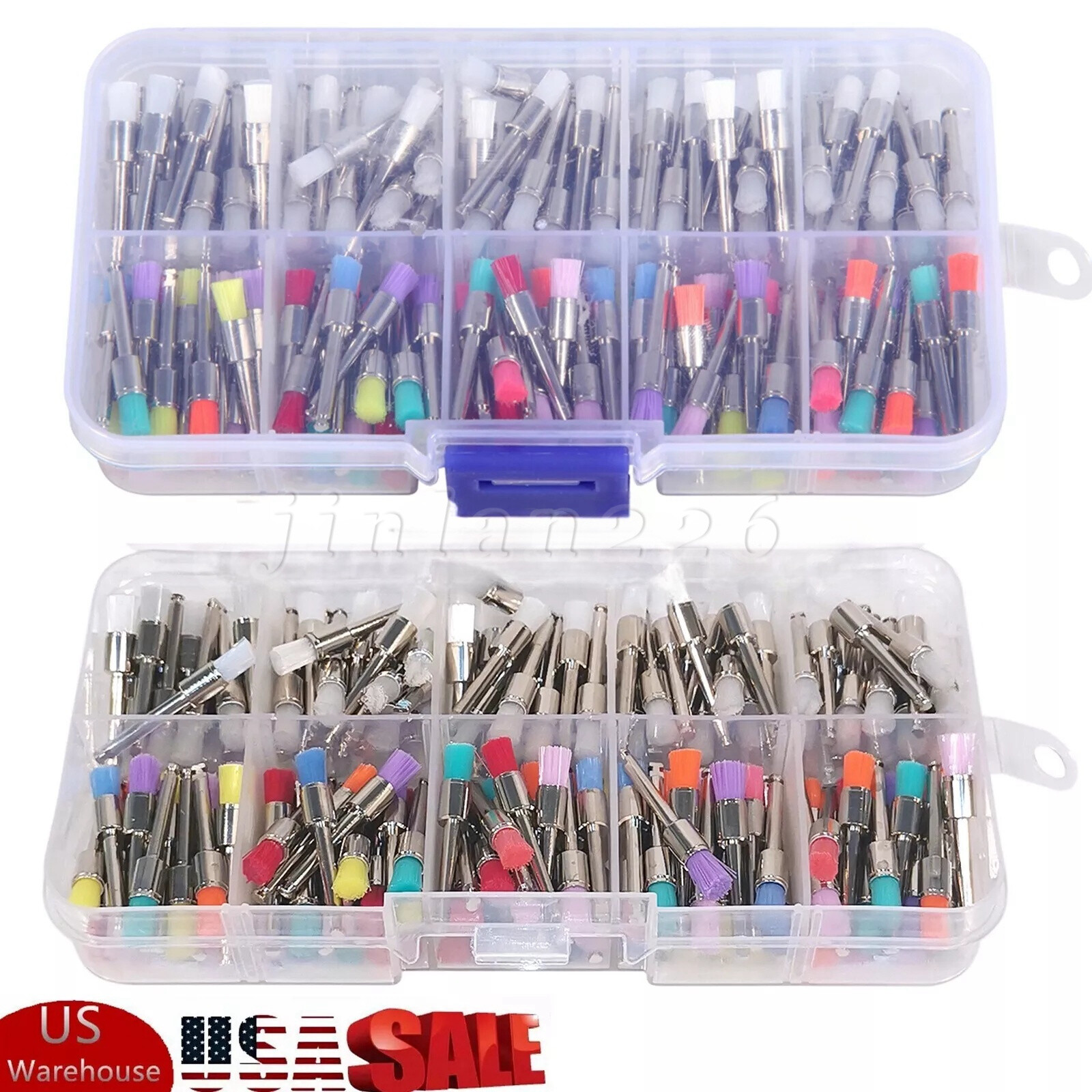 200 Pcs Dental White & Colorful Nylon Latch Flat Polishing Polisher Prophy Brush