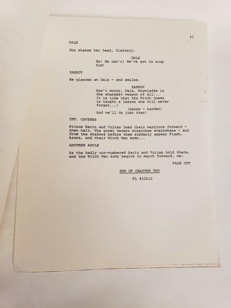 FLASH GORDON / Samuel A. Peeples 1979 TV Script, "Chapter Ten: Blue Magic"