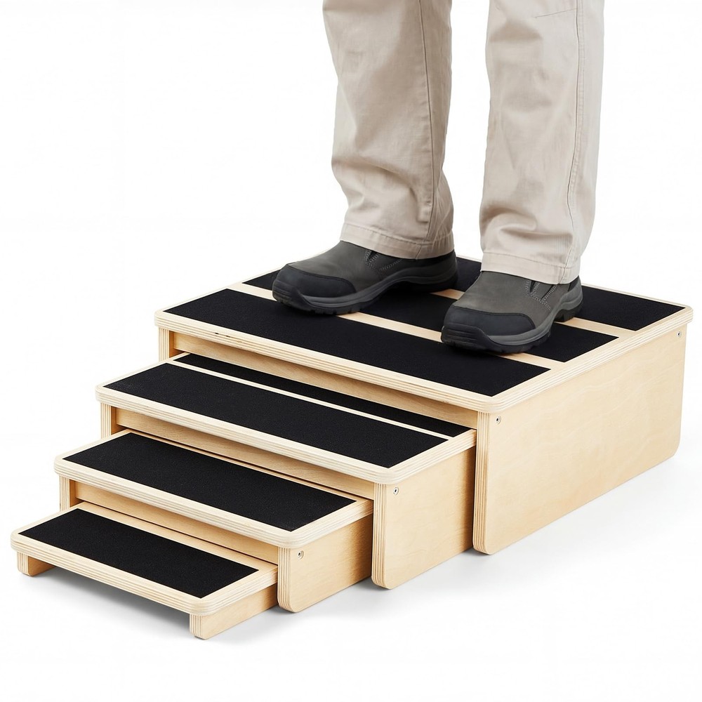 4 Pcs Exercise Step Platform for Balance & Strength Training, Wooden Nesting ...