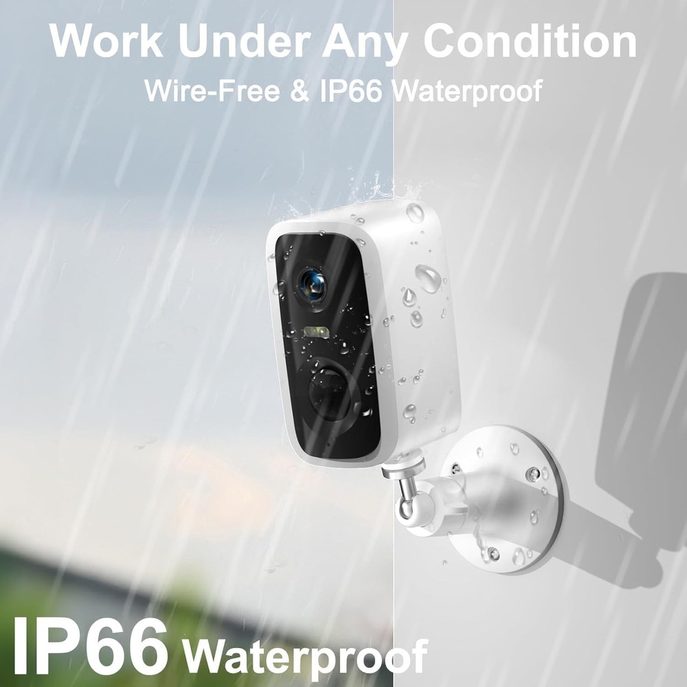 4PCS Wireless Outdoor Security Camera 2K Battery-Powered Camera 3MP Home Camera