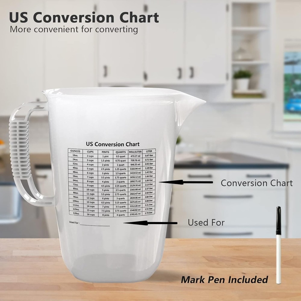 1 Gallon Measuring Pitcher, Large Measuring Cup