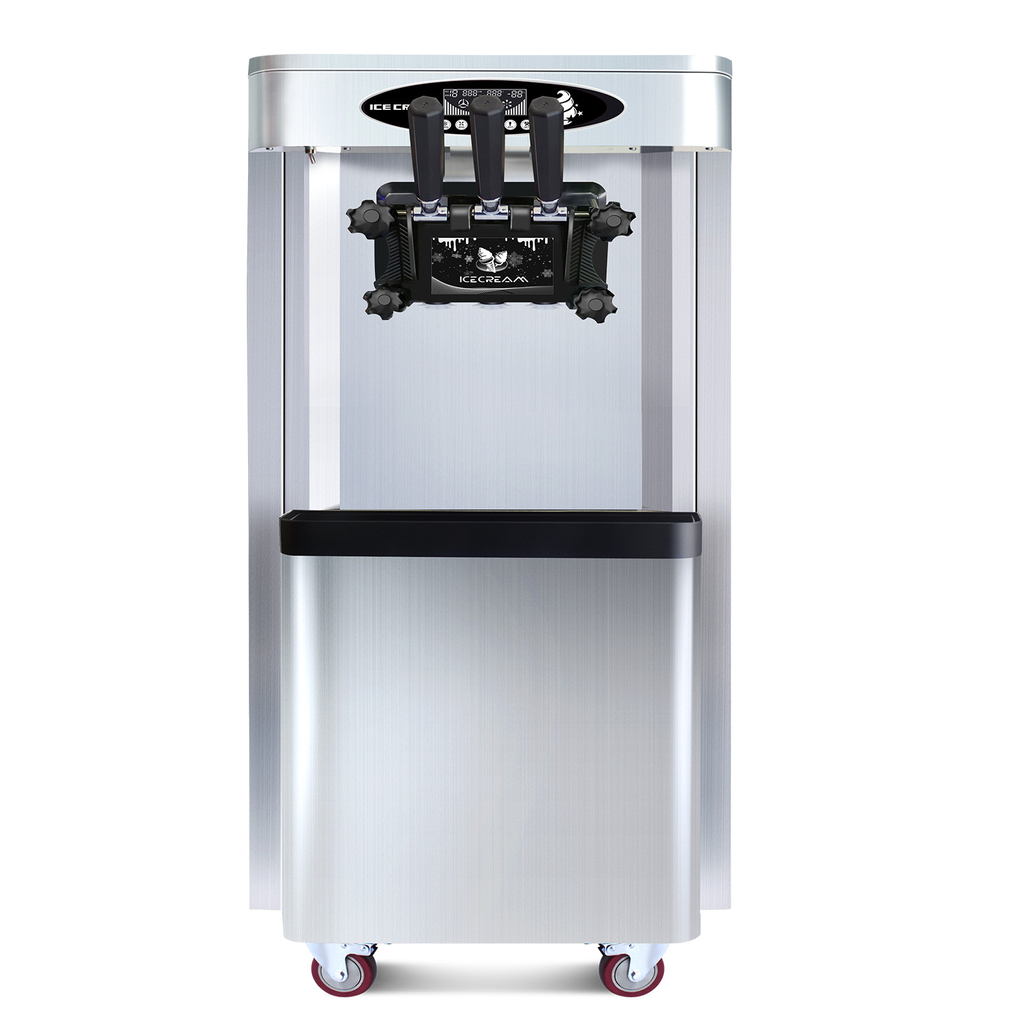 Commercial Soft Serve Ice Cream Machine Yogurt Maker 25-30 L/H Yield 3-Flavor