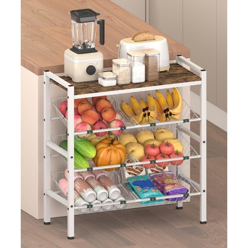 Kitchen Storage Rack Multi-Functional Snack Display Sturdy Removable Baskets New
