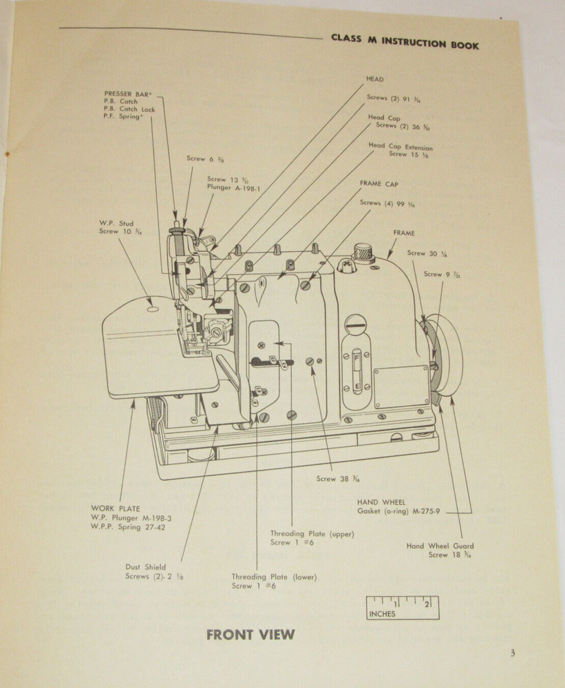 MERROW SEWING MACHINE CLASS M INSTRUCTIONS FOR SETTING UP & OPERATING! MANUAL!