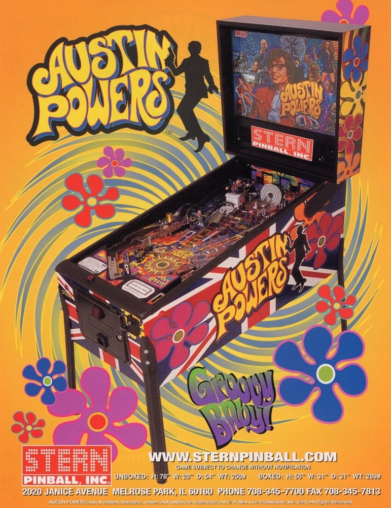 Austin Powers Pinball Flyer Mint / Original Brochure
