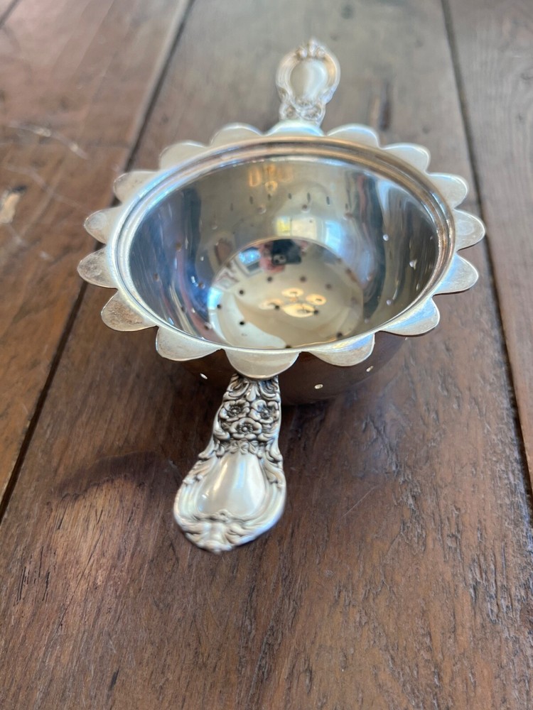 Silver Tea Strainer — with Attached Handles