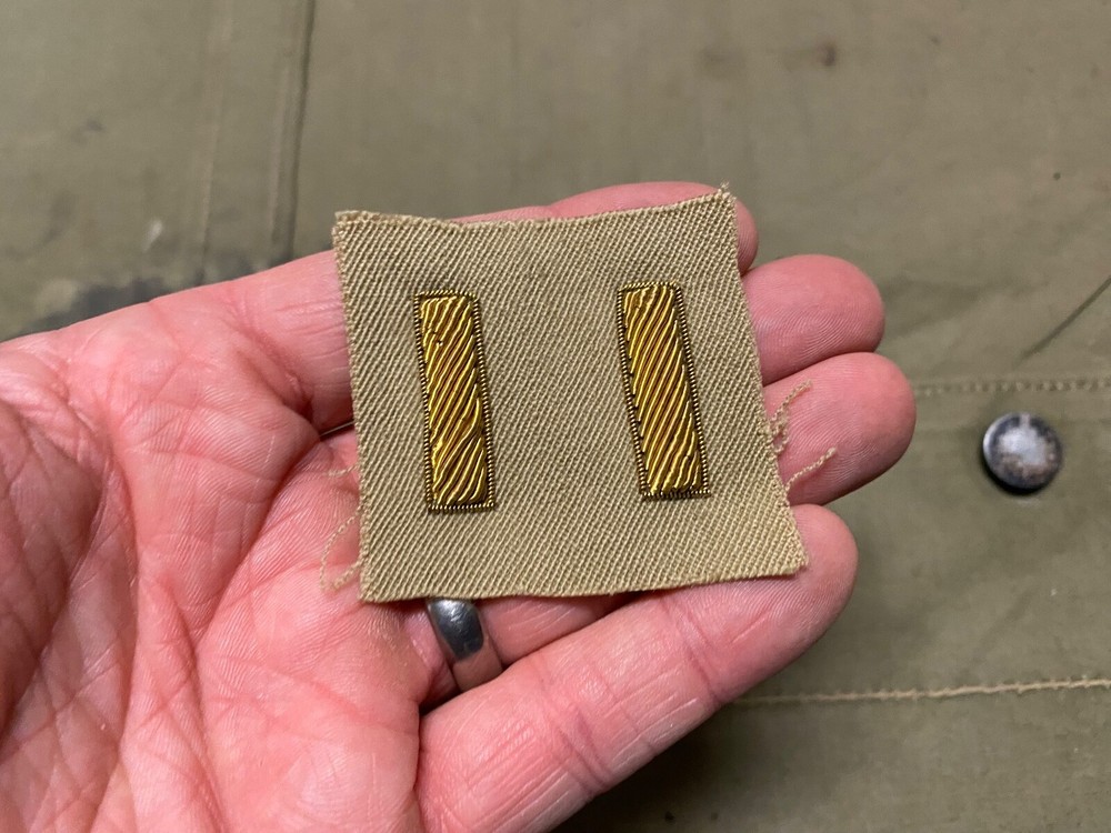 ORIGINAL WWII US ARMY CLASS A JACKET SEW ON 2ND LIEUTENANT OFFICER INSIGNIA