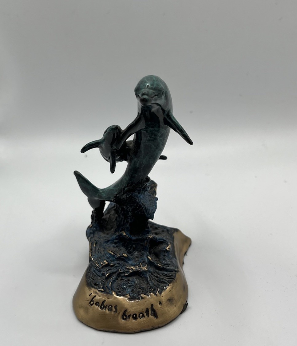Joseph Francis Quillan "Babies Breath" Bronze Dolphin Sculpture Signed Ltd Ed