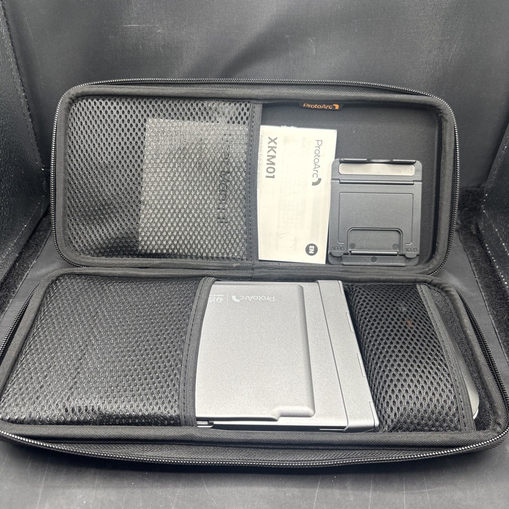 ProtoArc XKM01 Foldable Wireless Keyboard Mouse Combo, Rechargeable, Silver.