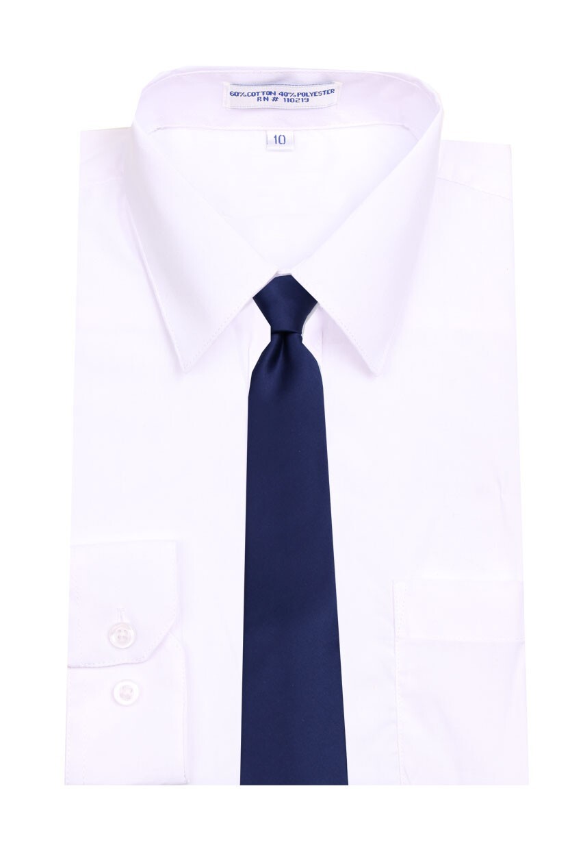 Boy's - Navy Blue Solid Satin Necktie for School Weddings Formals - NWT