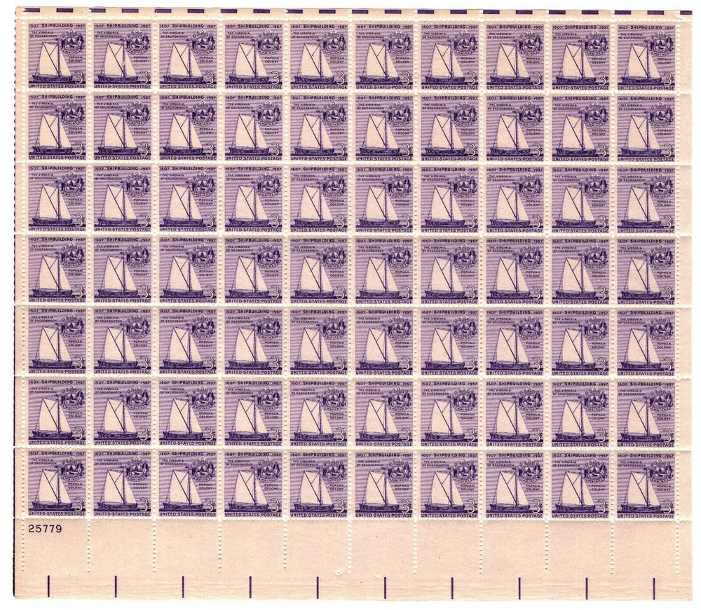 # 1095 US Postage Stamps Sheet SHIPBUILDING