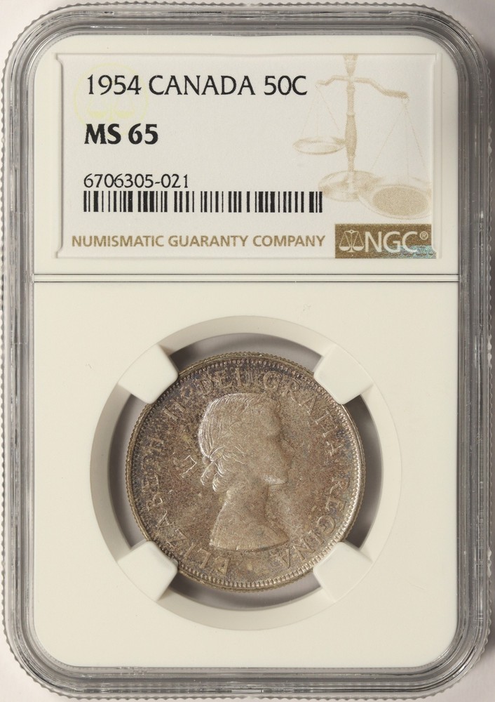 1954 Canada 50c Silver Half Dollar NGC MS65 Top Pop!