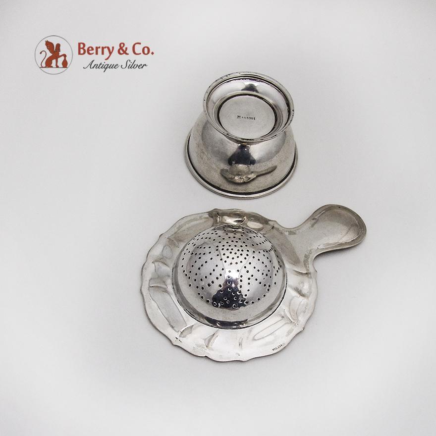 German Tea Strainer Underplate Set 830 Silver 1920