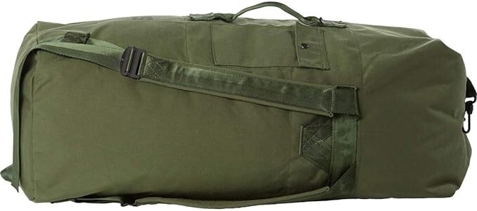 Military Duffle Bag, OD Green Nylon Sea Bag Carry Straps Army Duffel USGI