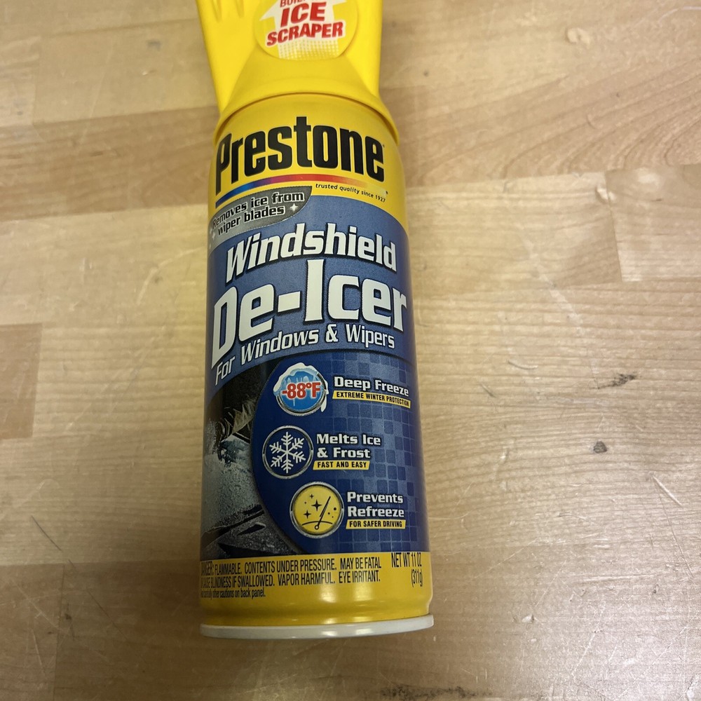 Prestone Windshield De-Icer Aerosol Scraper Top 11 Oz Each (12 PACK)