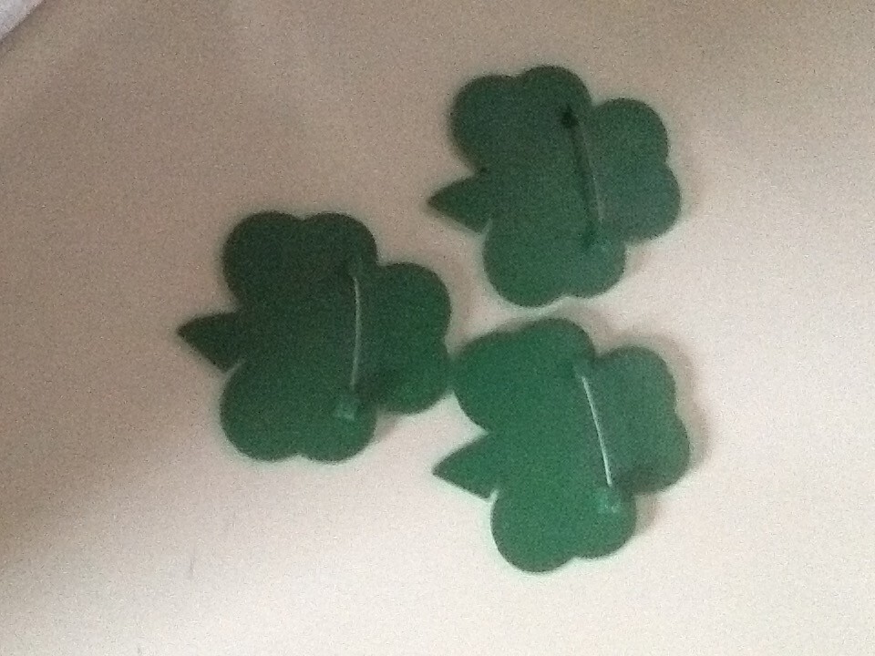  three  Schlitz beer shamrock plastic pins