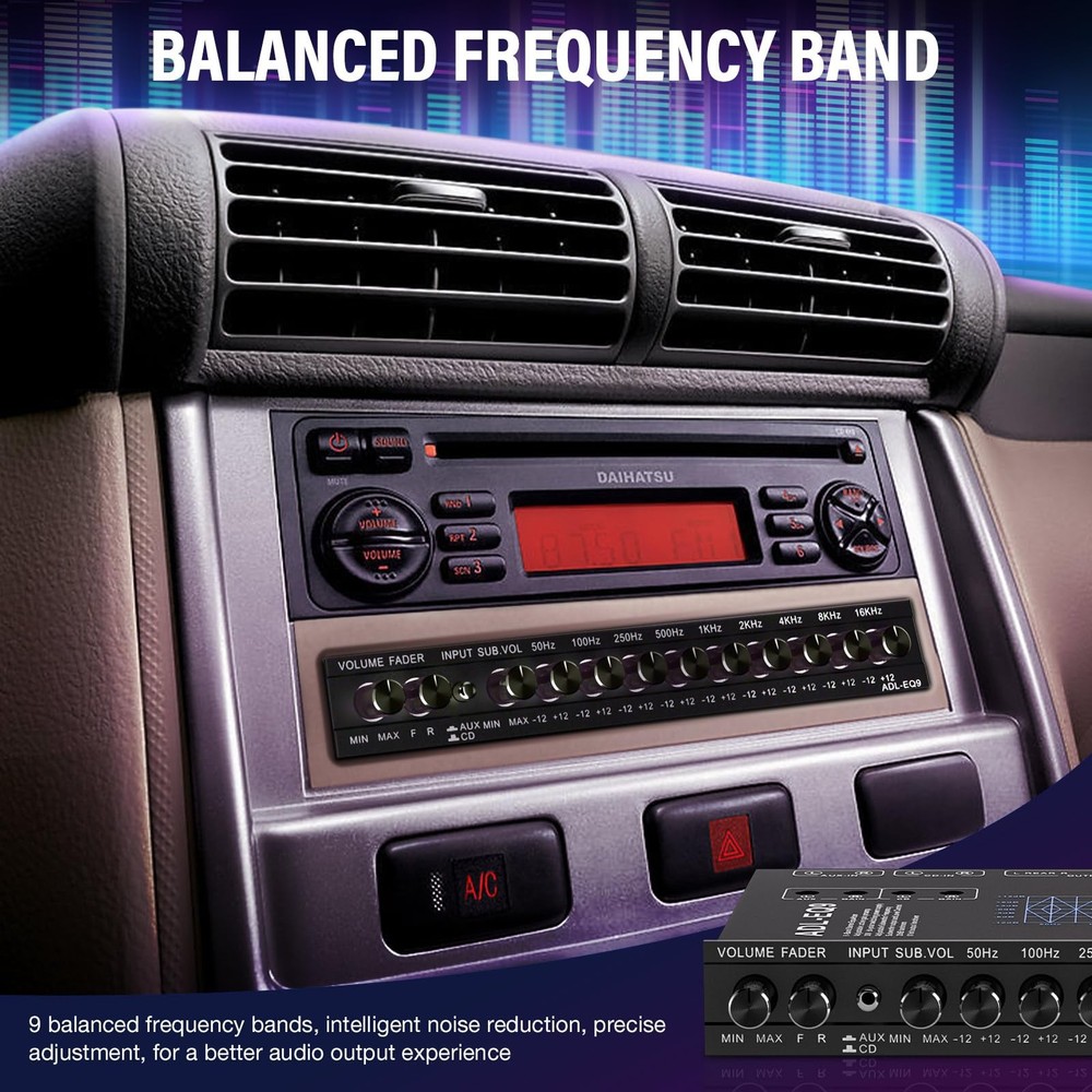 Suacopzar 9 Band Car Audio Equalizer, Graphic Equalizer EQ 9 -