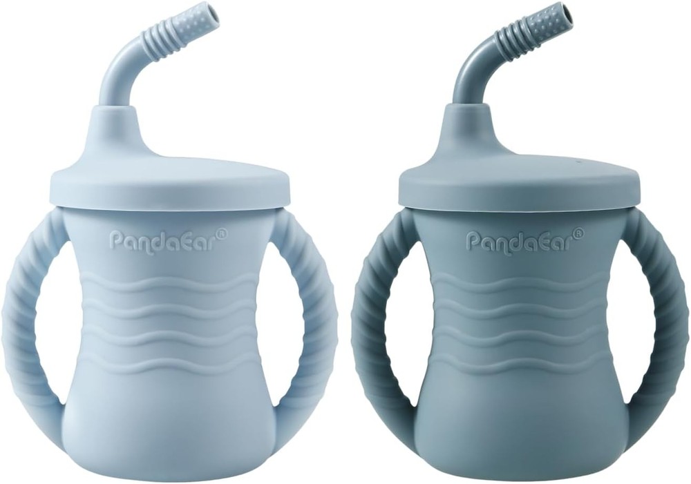 Silicone Training Cup, Baby Drinking Sippy Cups with Handles &