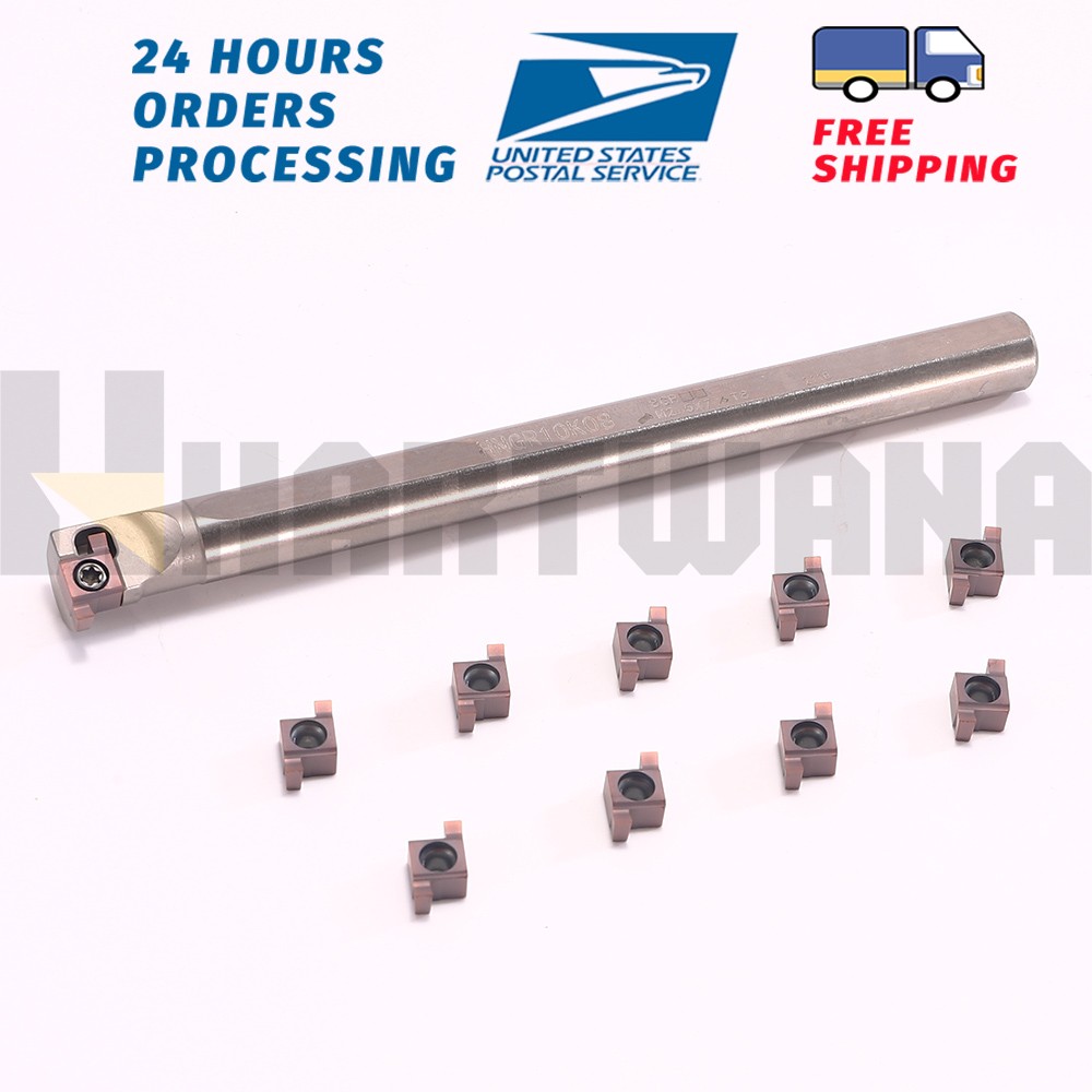 Internal Grooving Boring Bar 10mm Holder Carbide Grooving Inserts Width 2mm