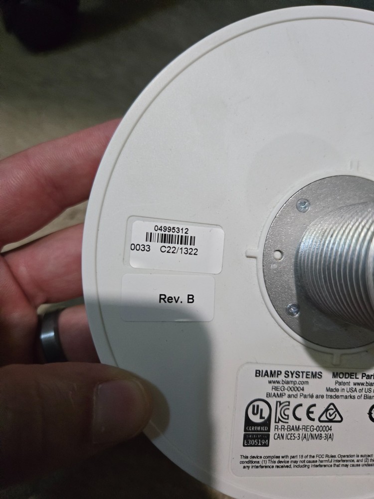 BIAMP Systems Model Parle TCM-XEX Ceiling Microphone - White