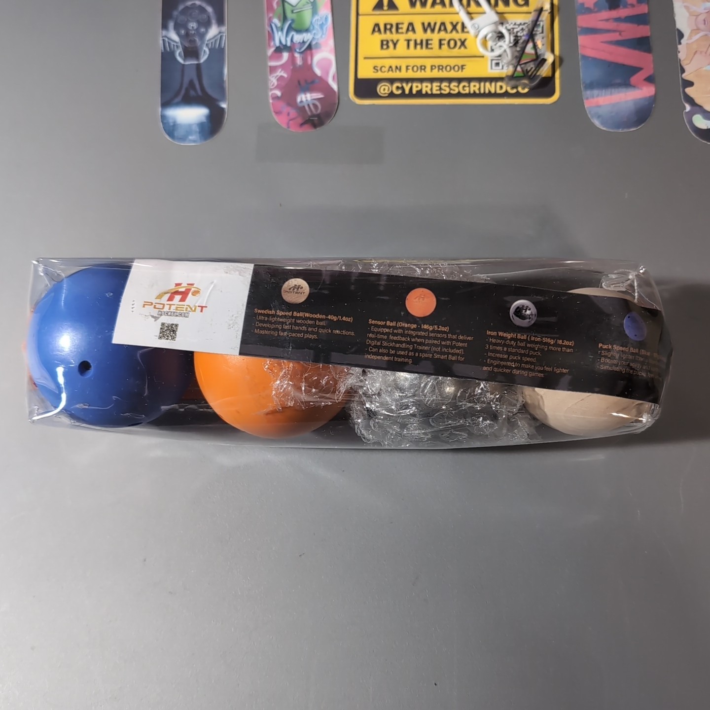 4pc Hockey Stickhandling Balls Weighted No Bounce Training Set